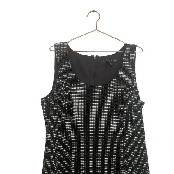 White House Black Market Black Sleeveless Polka Dot A-Line Dress Size 14 - Picture 2 of 6